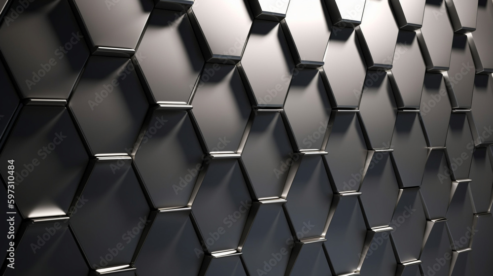 Elegant Hexagon Design with Metallic Silver Accents Generative AI Elegant Hexagon Design with Metallic Silver Accents Generative AI