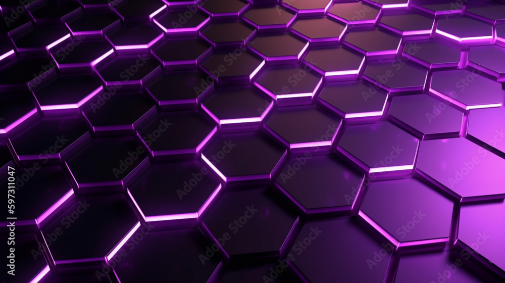 Luminous Purple Hexagons on Dark Abstract Tech Background Generative AI Luminous Purple Hexagons on Dark Abstract Tech Background Generative AI
