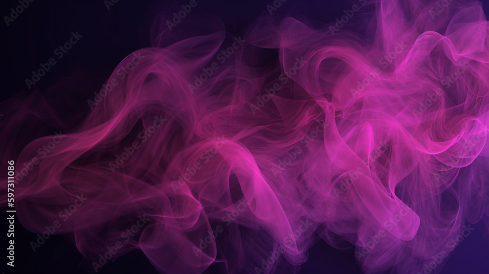 Misty Swirls of Pink, Magenta, and Purple on Dark Hazy Surface Generative AI