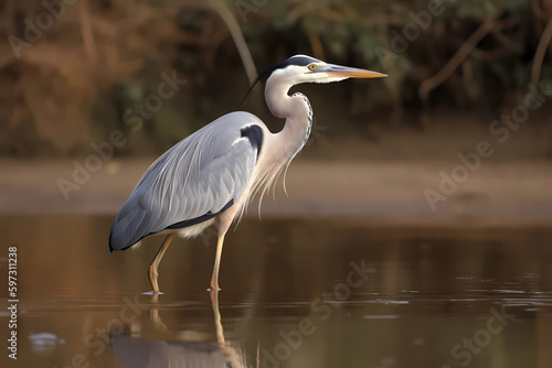 Grey Heron (Worldwide) - A wading bird known for its long legs and neck, and can be found in various parts of the world (Generative AI)