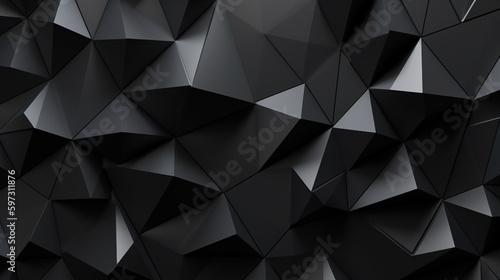 Black triangular abstract background, Grunge surface Generative AI