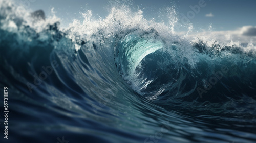 Abstract Wave on Water and Nature Background Generative AI