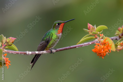 Rufous-tailed Hummingbird (Central and South America) - A small hummingbird with a distinctive rufous-colored tail (Generative AI)