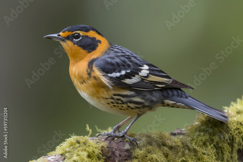 Varied Thrush (North America) - A bird known for its distinctive orange and black plumage (Generative AI) © Russell