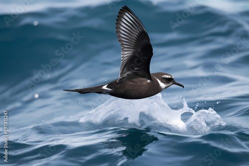Wilson s Storm-Petrel  Worldwide  - A small seabird with a distinctive black and white plumage  and can be found in oceans around the world  Generative AI 