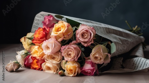 Bouquet of  roses, Mother's Day, Wedding, Valentine Day, Anniversary, Spring, Generative AI, Generative, AI