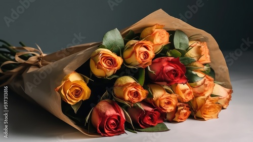 Bouquet of  roses, Mother's Day, Wedding, Valentine Day, Anniversary, Spring, Generative AI, Generative, AI