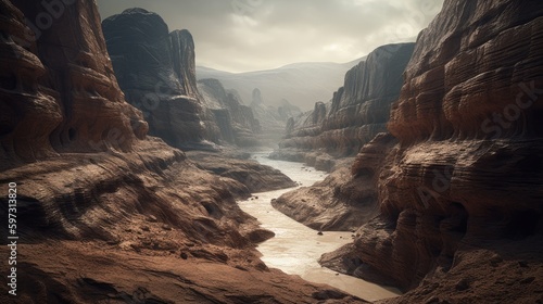 Exploring the Martian-Like Beauty of a Hyper-Detailed Canyon Landscape in Utah's National Parks with Unreal Engine Cinematic DOF and y5^ Super-Resolution, Generative ai