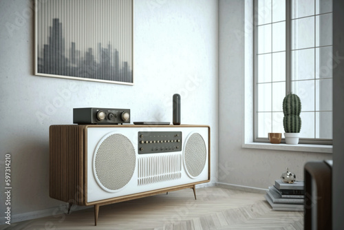 retro radio in the room with decorative 