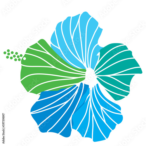 hibiscus illustration ,refreshing light blue,  image of southern country and hawaii and tropical image | apparel, textile