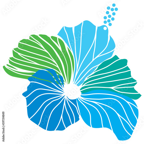 hibiscus illustration ,refreshing light blue,  image of southern country and hawaii and tropical image | apparel, textile