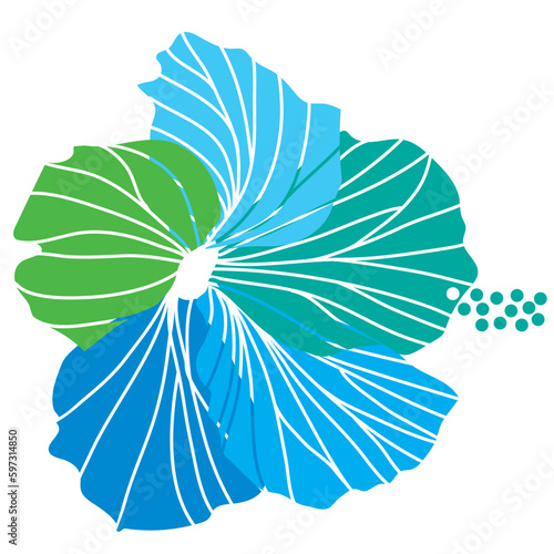 hibiscus illustration ,refreshing light blue,  image of southern country and hawaii and tropical image | apparel, textile