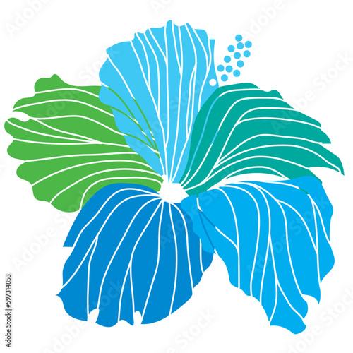 hibiscus illustration ,refreshing light blue,  image of southern country and hawaii and tropical image | apparel, textile