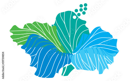 hibiscus illustration ,refreshing light blue,  image of southern country and hawaii and tropical image | apparel, textile