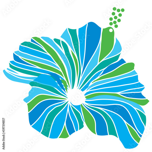 hibiscus illustration ,refreshing light blue,  image of southern country and hawaii and tropical image | apparel, textile