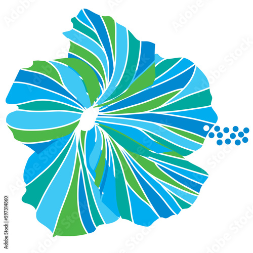 hibiscus illustration ,refreshing light blue,  image of southern country and hawaii and tropical image | apparel, textile