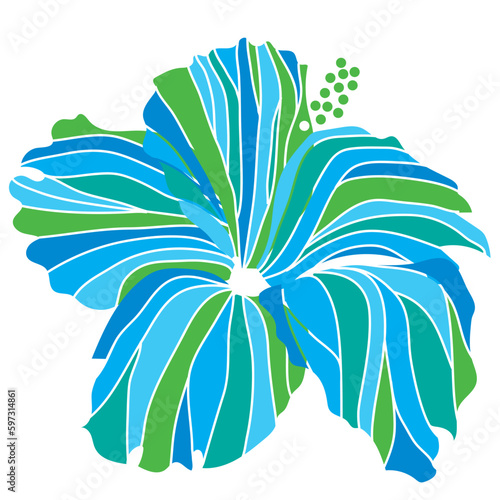 hibiscus illustration ,refreshing light blue,  image of southern country and hawaii and tropical image | apparel, textile