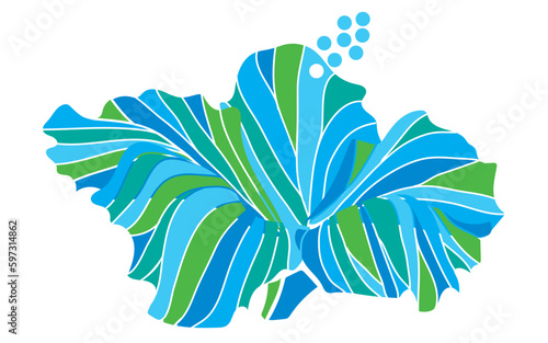 hibiscus illustration ,refreshing light blue,  image of southern country and hawaii and tropical image | apparel, textile