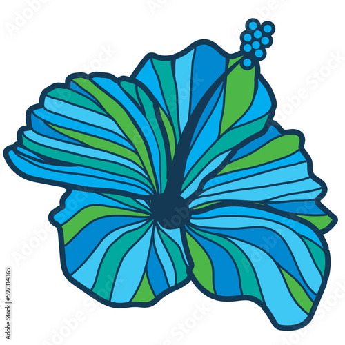 hibiscus illustration ,refreshing light blue,  image of southern country and hawaii and tropical image | apparel, textile