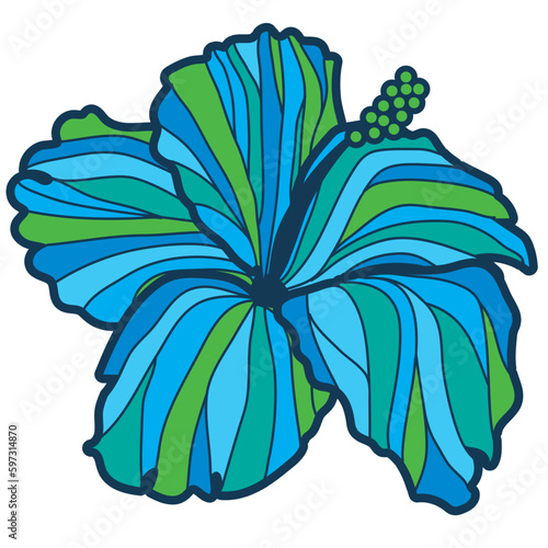 hibiscus illustration ,refreshing light blue,  image of southern country and hawaii and tropical image | apparel, textile