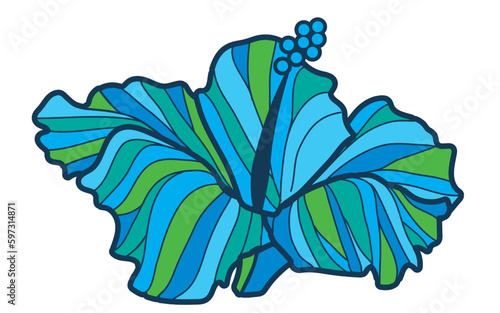 hibiscus illustration ,refreshing light blue,  image of southern country and hawaii and tropical image | apparel, textile