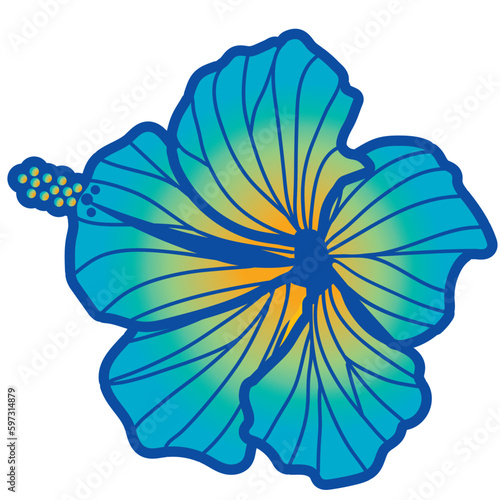 hibiscus illustration ,refreshing light blue,  image of southern country and hawaii and tropical image | apparel, textile