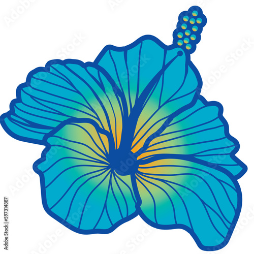 hibiscus illustration ,refreshing light blue,  image of southern country and hawaii and tropical image | apparel, textile