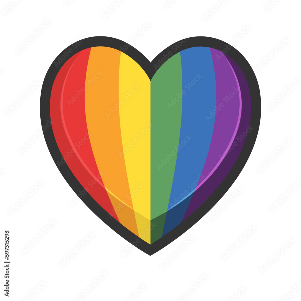 Lgbt rainbow flag in heart shape. Diversity representation symbol. Lgbt rainbow flag in heart shape. Diversity representation symbol.