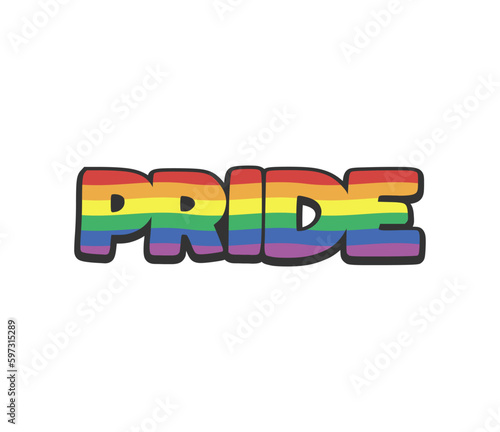 Love lettering with rainbow flag. Pride month icon.