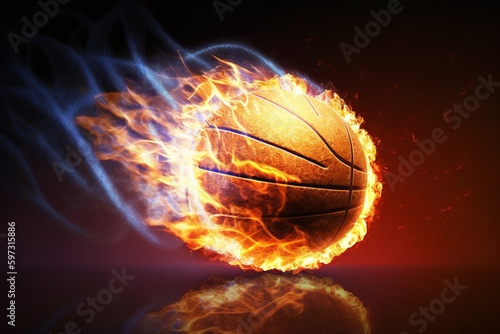 Burning basketball  Generative AI © Muhammad Shoaib