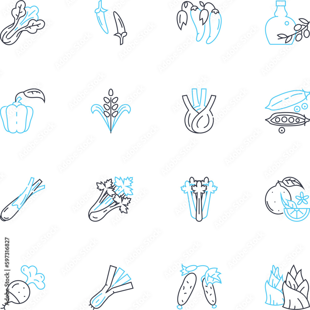 Produce linear icons set. Fresh, Ripe, Seasonal, Organic, Local, Juicy, Nutritious line vector and concept signs. Farm-fresh,Sustainably-grown,Flavorsome outline illustrations Produce linear icons set. Fresh, Ripe, Seasonal, Organic, Local, Juicy, Nutritious line vector and concept signs. Farm-fresh,Sustainably-grown,Flavorsome outline illustrations
