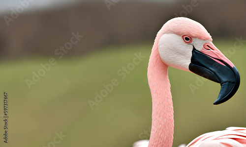 Close up of a pink flamingo