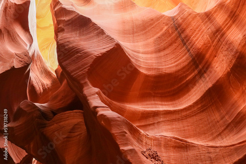 Beautiful colors and textures of the walls in the Upper Antelope Canyon Slots located near Page Arizona.