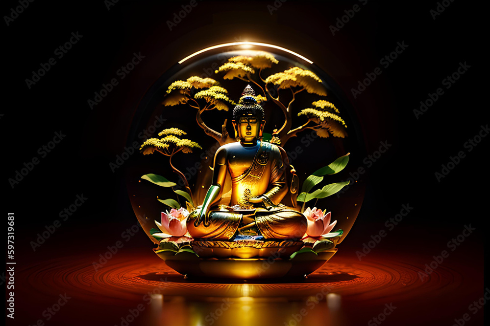 Buddha sitting in lotus seat pose. Illustration Stock Illustration
