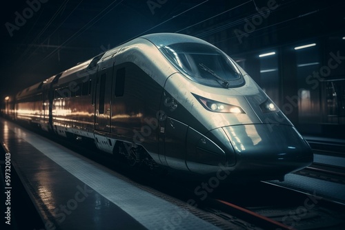 High-speed train of the future. Efficient, automated, no delays. Created with technology. Generative AI
