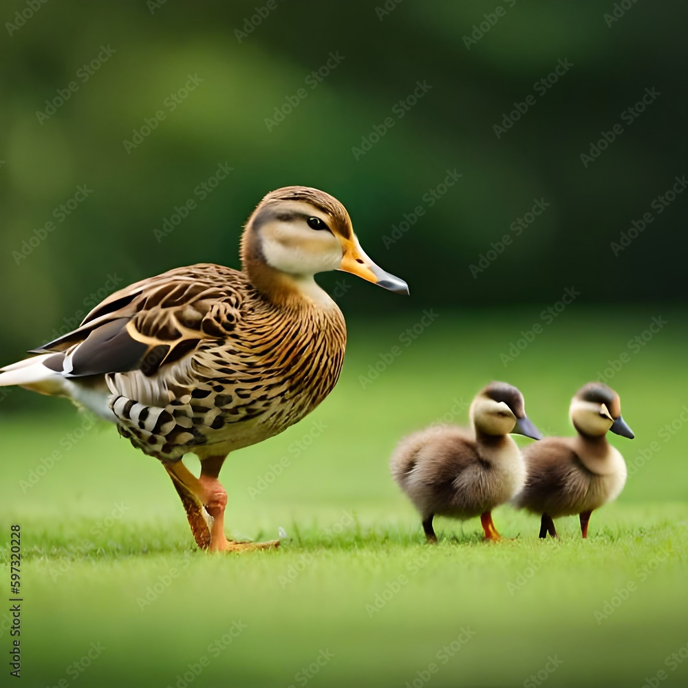 A pata com os seus patinhos A pata com os seus patinhos