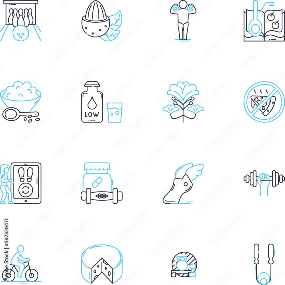 Balanced fitness linear icons set. Wellness, Harmony, Equilibrium, Symmetry, Stability, Moderation, Health line vector and concept signs. Strength,Flexibility,Agility outline illustrations Balanced fitness linear icons set. Wellness, Harmony, Equilibrium, Symmetry, Stability, Moderation, Health line vector and concept signs. Strength,Flexibility,Agility outline illustrations