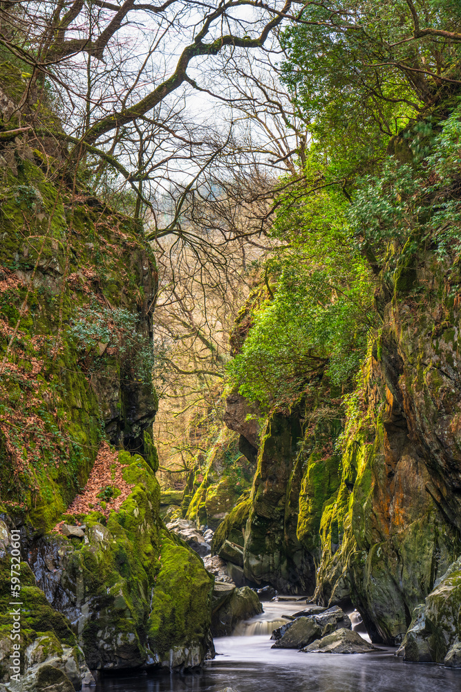 Obraz premium Fairy Glen in the village of Betws-y-Coed in North Wales. Snowdonia