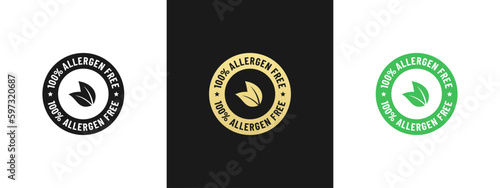 Allergen free label or Allergen free symbol vector isolated in flat style. Best Allergen free label vector for product packaging design element. Allergen free symbol for packaging design element.