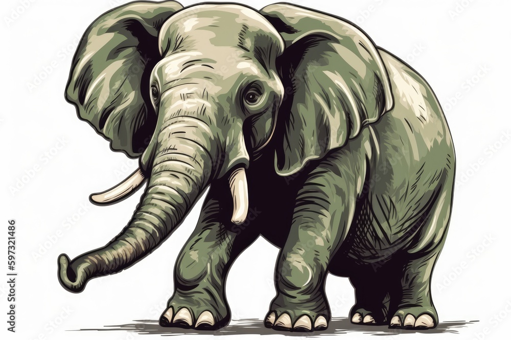 Fototapeta premium an elephant standing on a blank white background. Generative AI