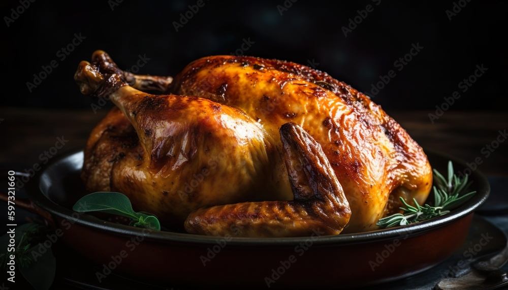 dish roasted chicken close up Generative AI dish roasted chicken close up Generative AI
