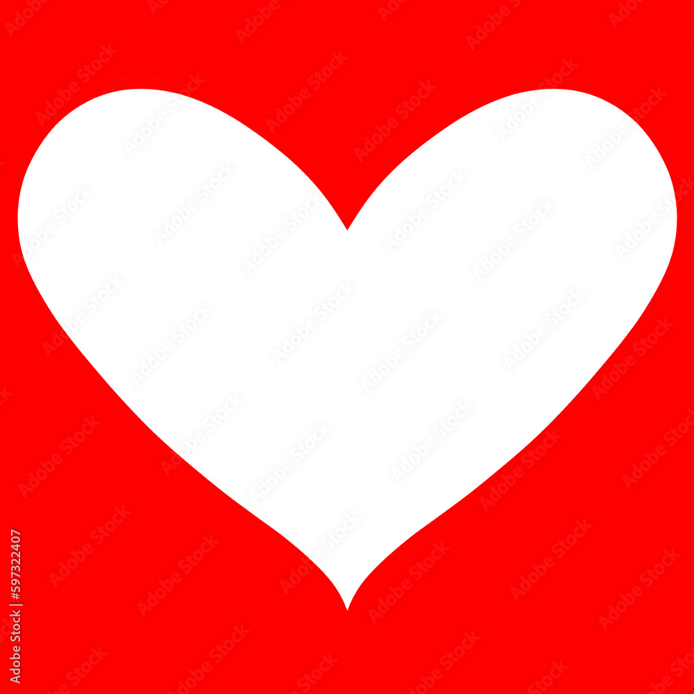 red heart on white for text space 