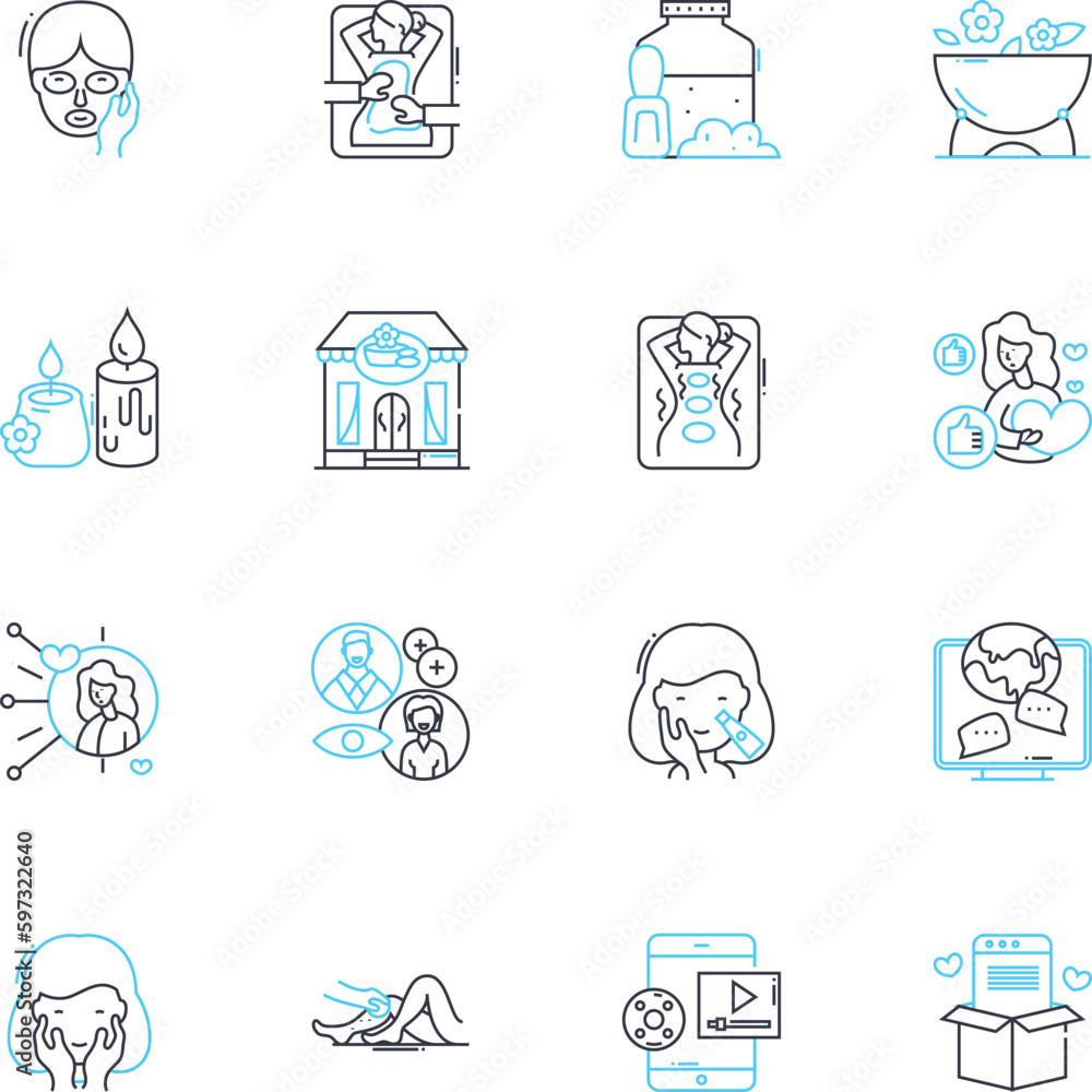 Nail salon linear icons set. Manicure, Pedicure, Acrylics, Gel, Polish, French, Shimmer line vector and concept signs. Glitter,Matte,Cuticles outline illustrations Nail salon linear icons set. Manicure, Pedicure, Acrylics, Gel, Polish, French, Shimmer line vector and concept signs. Glitter,Matte,Cuticles outline illustrations