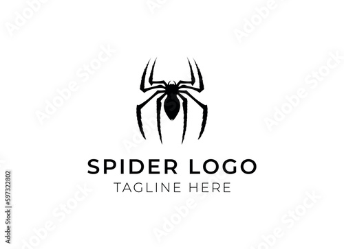 Spider logo template. Spider icon. Flat spider. Minimalist spider logo design