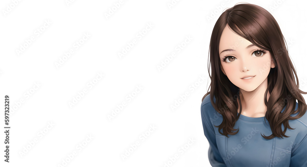カメラ目線のロングヘアの女性 コピースペース generative ai カメラ目線のロングヘアの女性 コピースペース generative ai