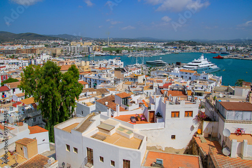 Aerial view of the city center of Eivissa, the capital of Ibiza in the Balearic Islands, Spain photo