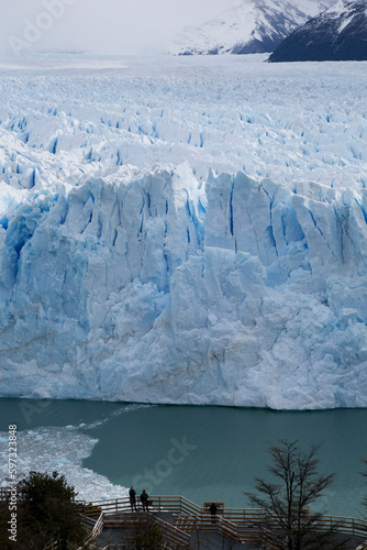 Splendid views of the Perito Moreno glacier. Panoramic view of the glacier ice