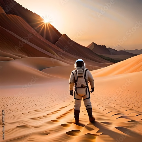 man walking in the desert