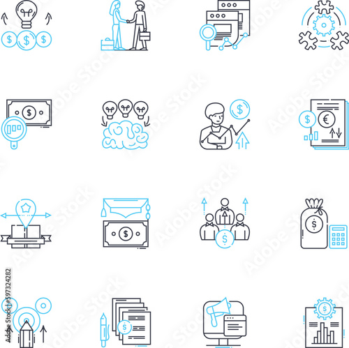 Decision-making linear icons set. Analysis, Evaluation, Judgment, Choice, Selection, Consideration, Deliberation line vector and concept signs. Reasoning,Logic,Discernment outline illustrations