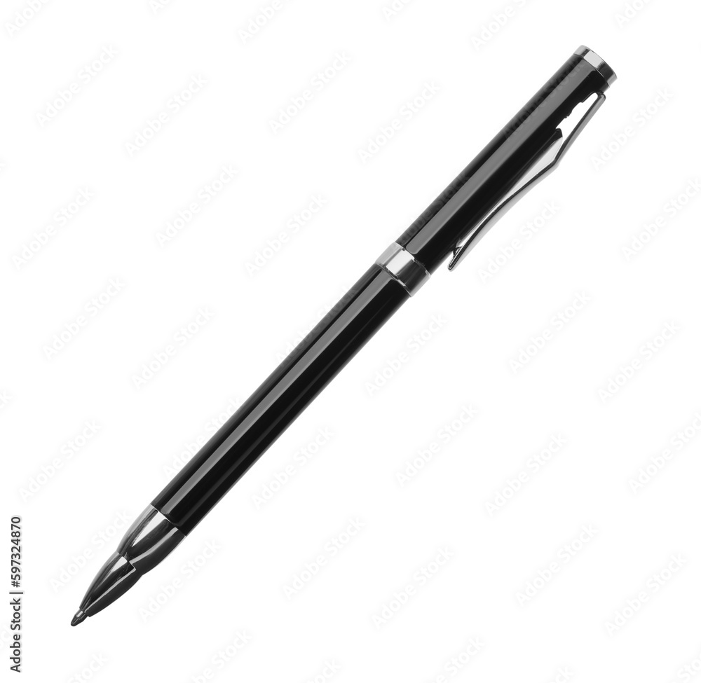 New stylish black pen isolated on white New stylish black pen isolated on white